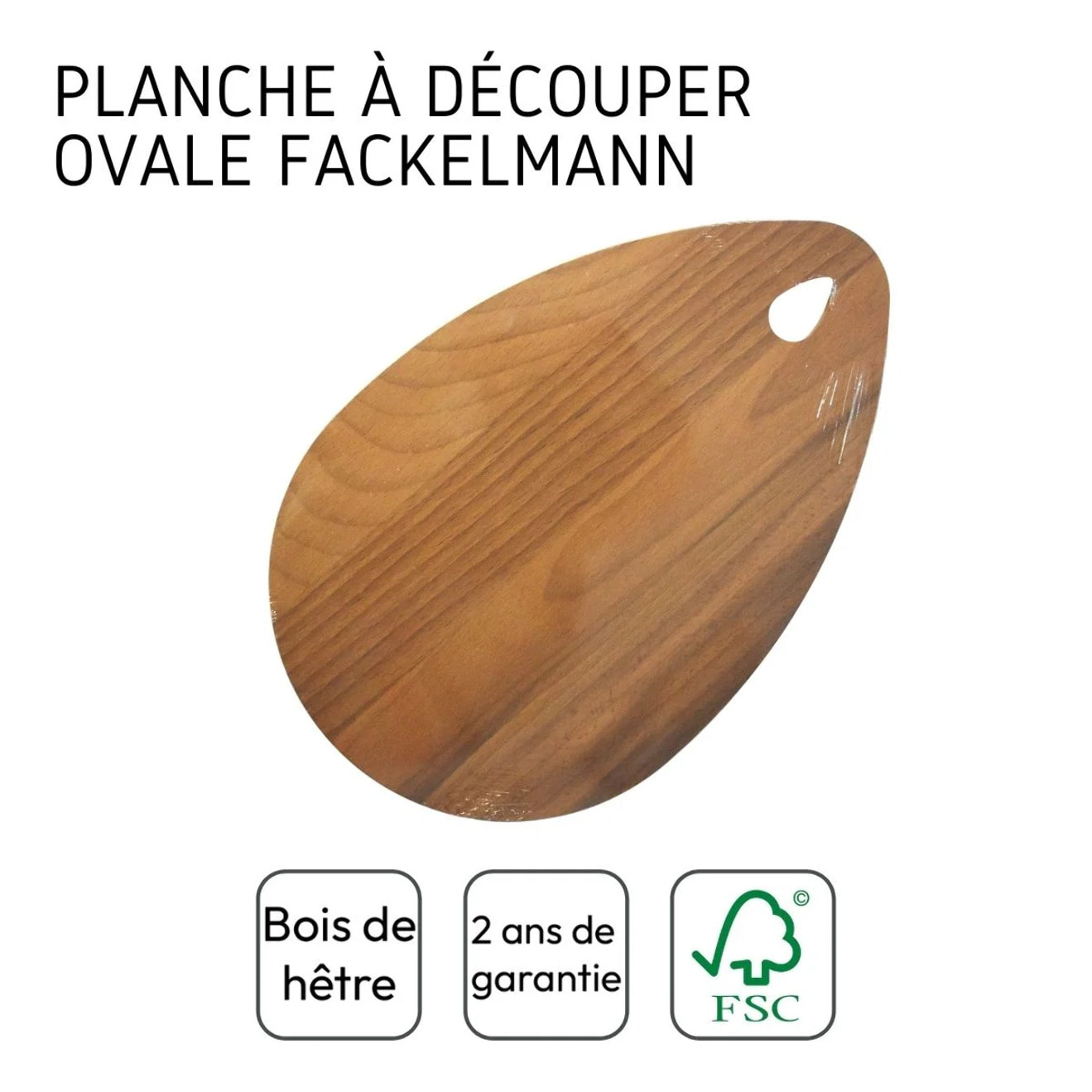Planche à découper ovale, hêtre foncé 21 x 12 cm Fackelmann Wood Edition