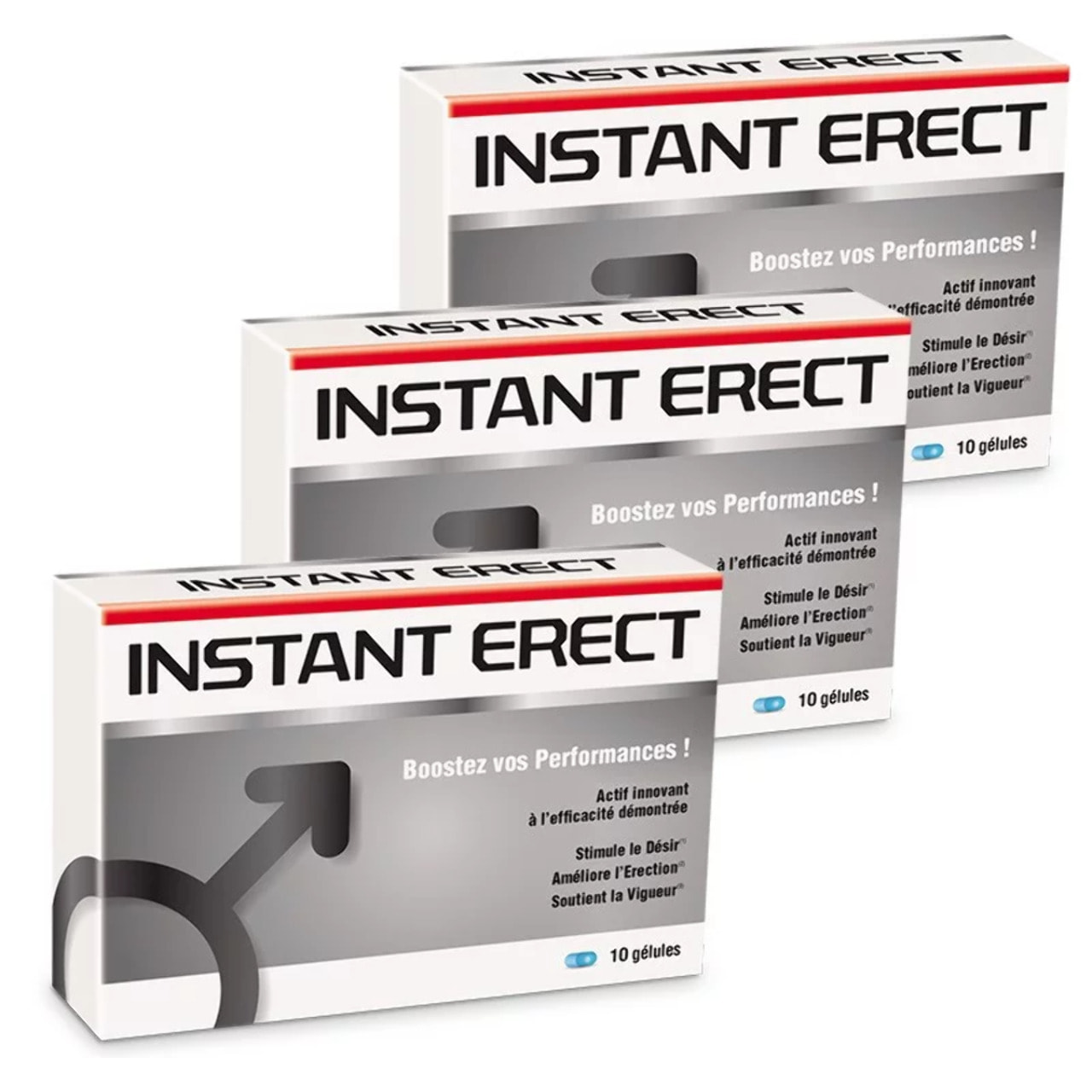 NUTRIEXPERT - Instant Erect - Améliore l'érection - Agit en 30 minutes ! Stimule le désir et soutient la vigueur - Actif innovant EnoSTIM™ - Résultats prouvés - Vegan -Lot de 3 produits