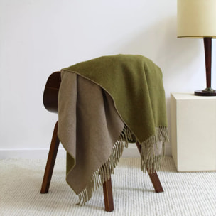 Plaid laine & autres fibres uni beige vert Duetto mousse