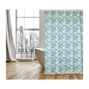 Rideau de douche Polyester LOFT 180x200cm QUALITE PREMIUM Bleu - Anneaux inclus MSV