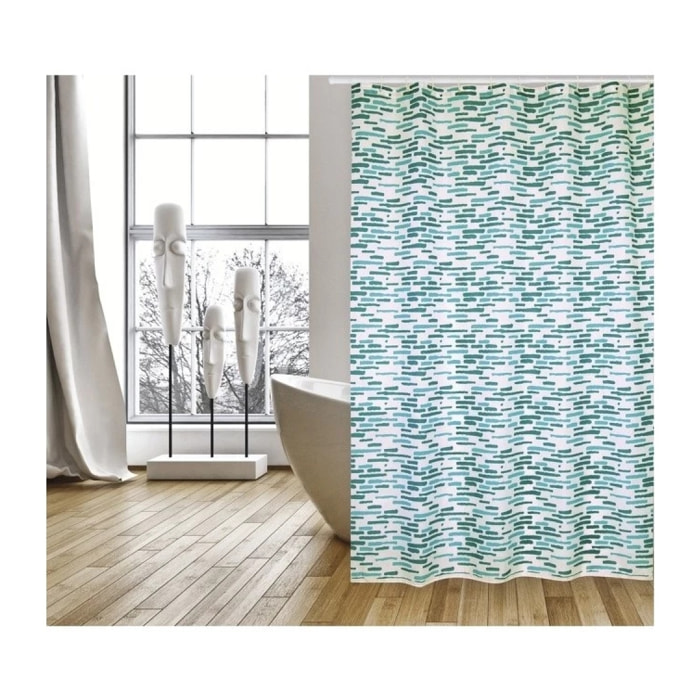 Rideau de douche Polyester LOFT 180x200cm QUALITE PREMIUM Bleu - Anneaux inclus MSV