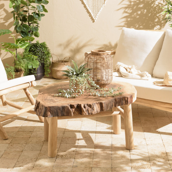 WILL - Table basse forme naturelle en branches de teck