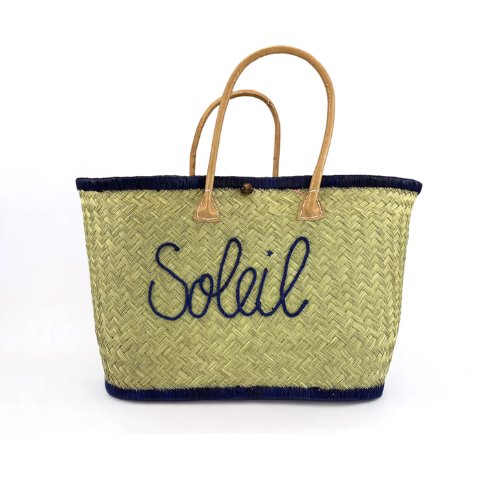 Panier artisanal de Madagascar - Soleil GM Bleu marine