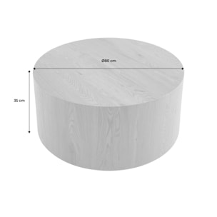 Table basse ronde effet chêne Ø80cm