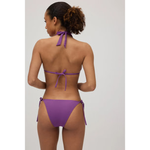 Slip bikini annodato in micropiqué viola