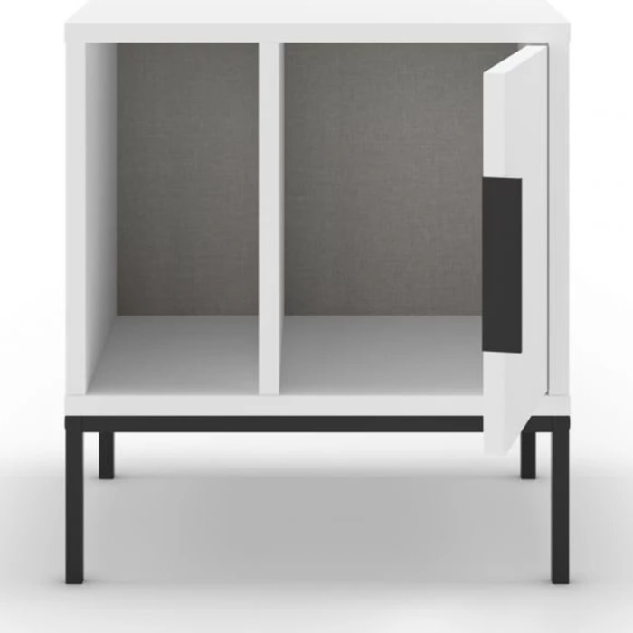 Mesita de noche de 1 cajón y 1 estante en blanco y negro 45x50 cm Brik Blanco Negro