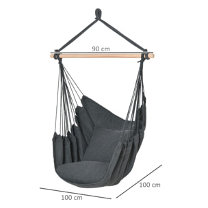 Chaise suspendue fauteuil suspendu chaise de détente coussins assise dossier coton polyester anthracite