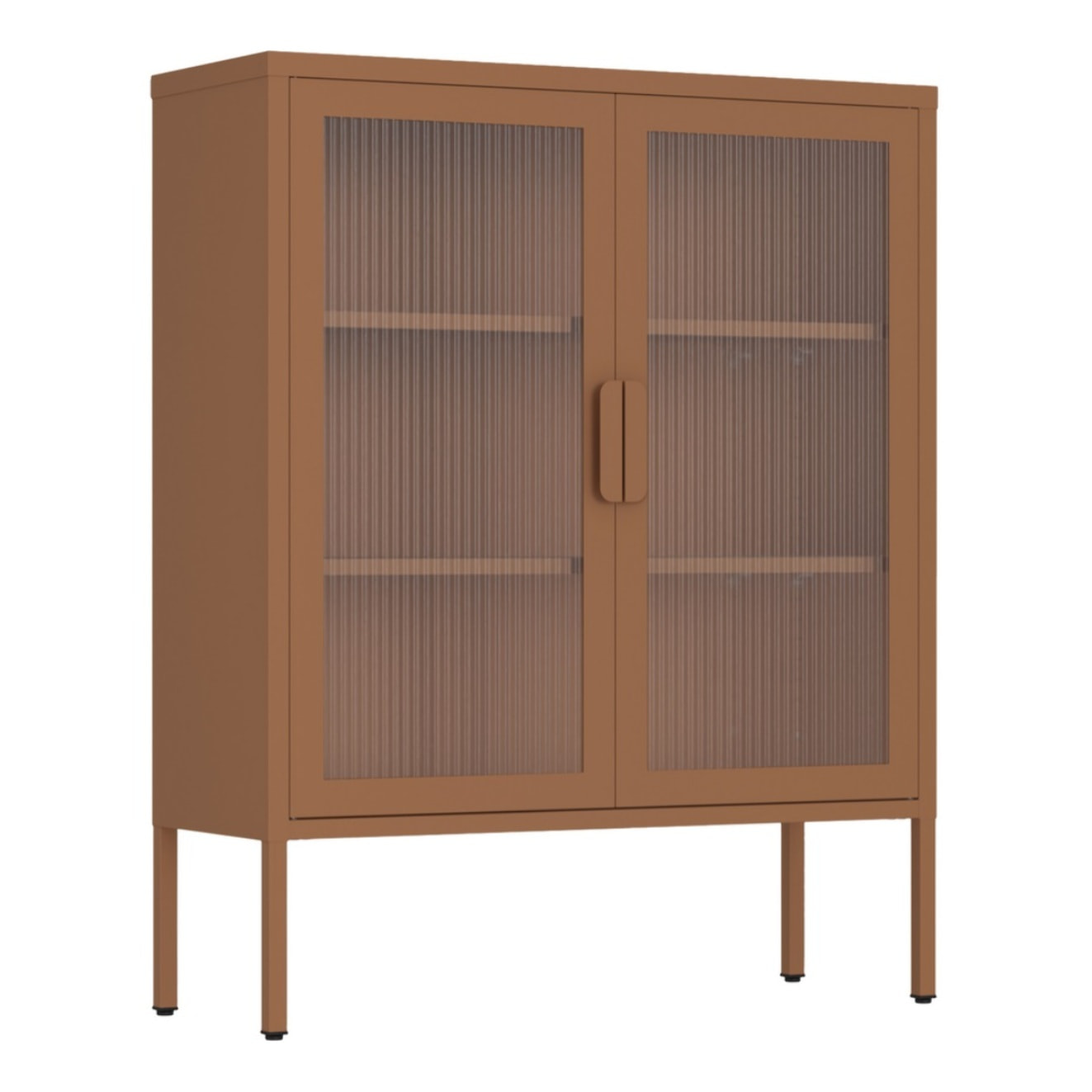 Vetrina in metallo 2 ante con ripiani 80x38x100h cm mattone - Pop