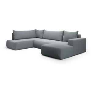 NALA - Canapé panoramique gauche 5 places en tissu gris clair