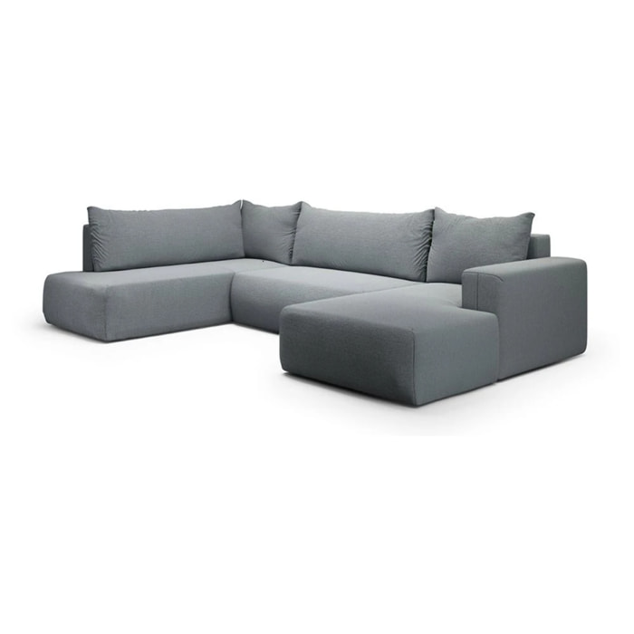 NALA - Canapé panoramique gauche 5 places en tissu gris clair