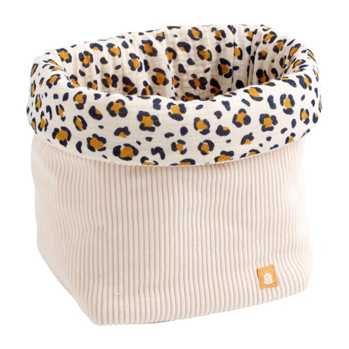 Lot de 2 panières de rangement en velours côtelé détail léopard