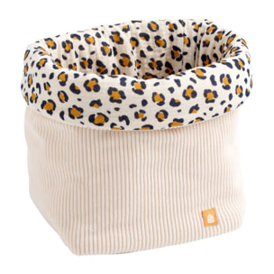 Lot de 2 panières de rangement en velours côtelé détail léopard