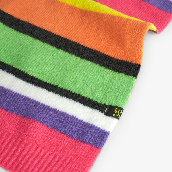 Bufanda tricotosa listada de niña