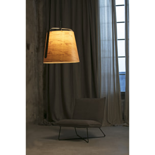 STOOD Lampe suspension noire et bois