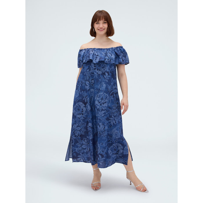 Fiorella Rubino - Vestito lungo off-shoulder - Blu