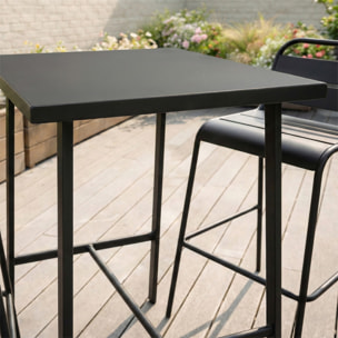 Ensemble table de bar et 2 chaises hautes d'extérieur gris foncé EVORA