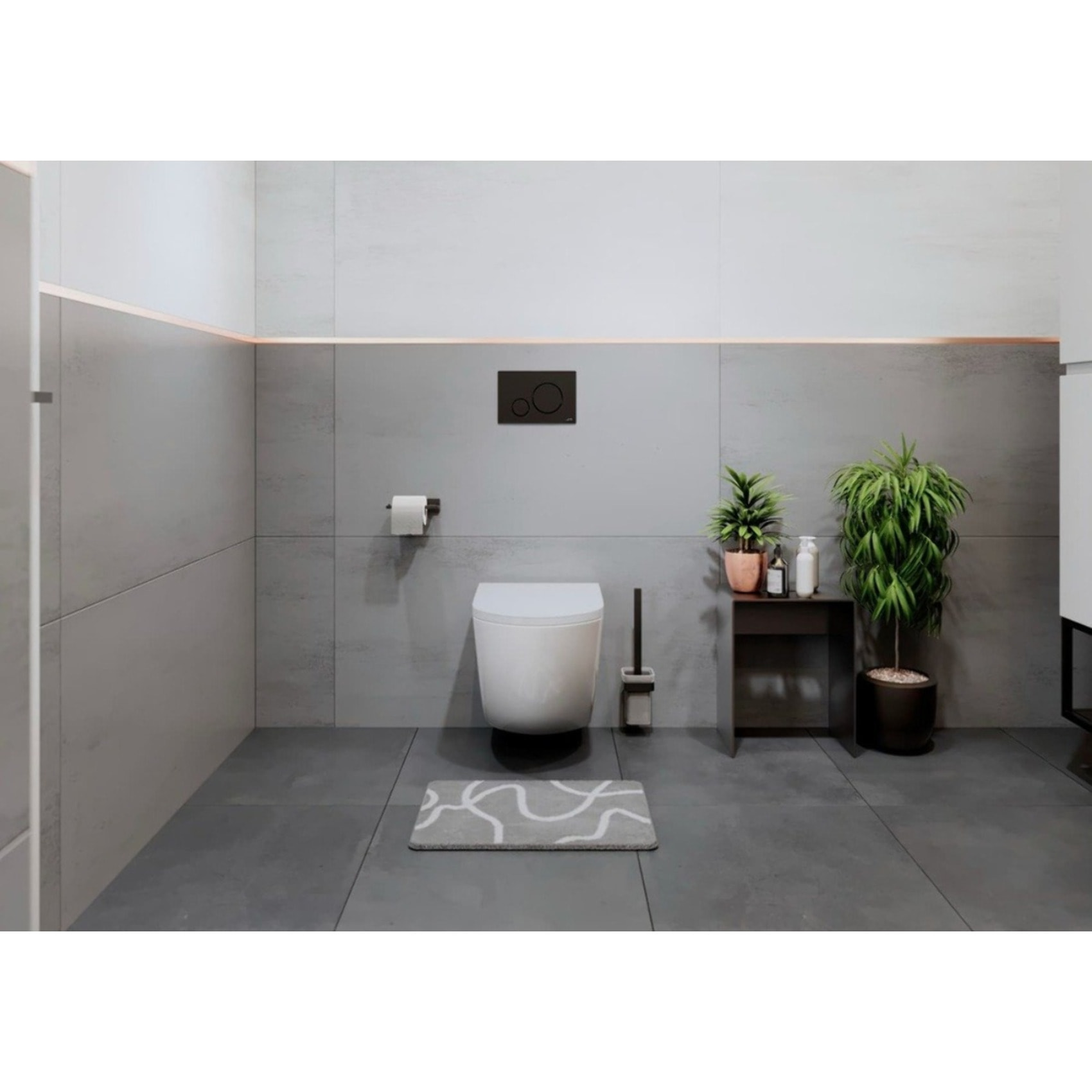 Tapis de salle de bain de 50x40 cm, lavable en machine, gris (SATDPREDWC08SE)