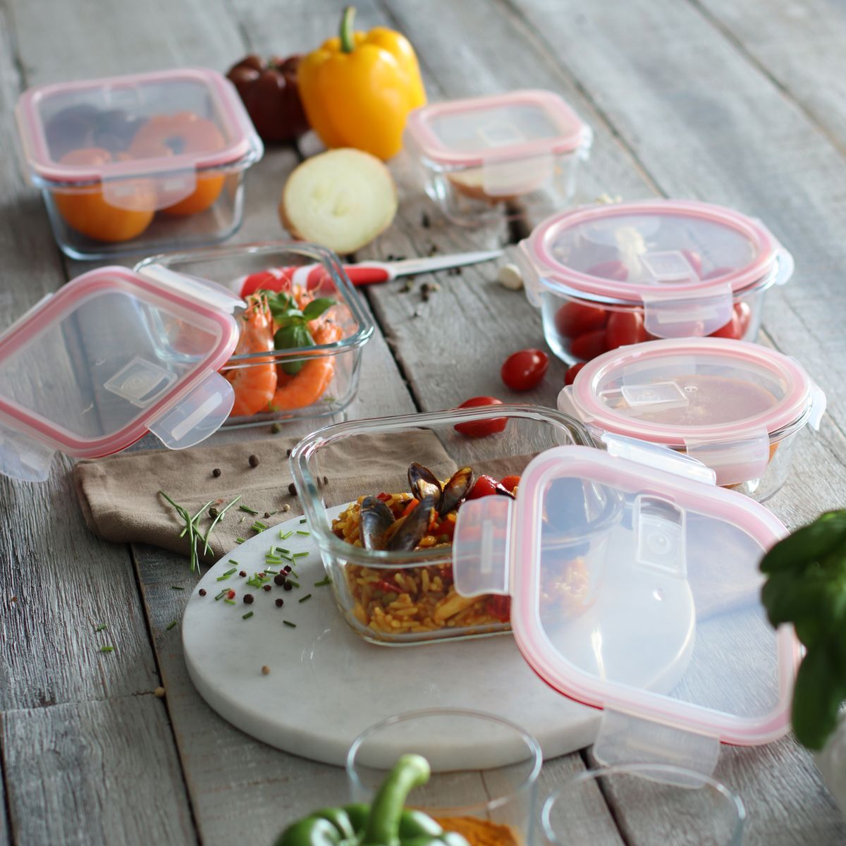 Lot de 10 boîtes hermétiques en verre CLEMENTINE