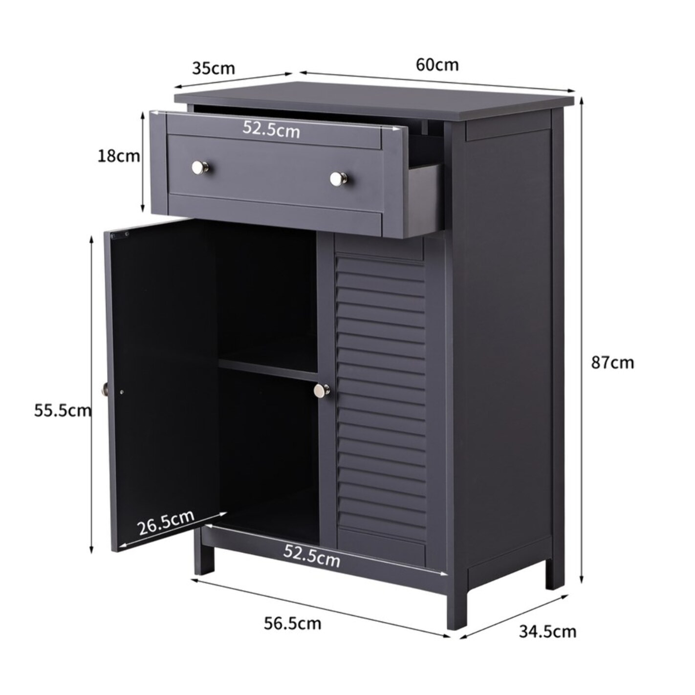 Mobile bagno 60x35x87 cm grigio - Jessica