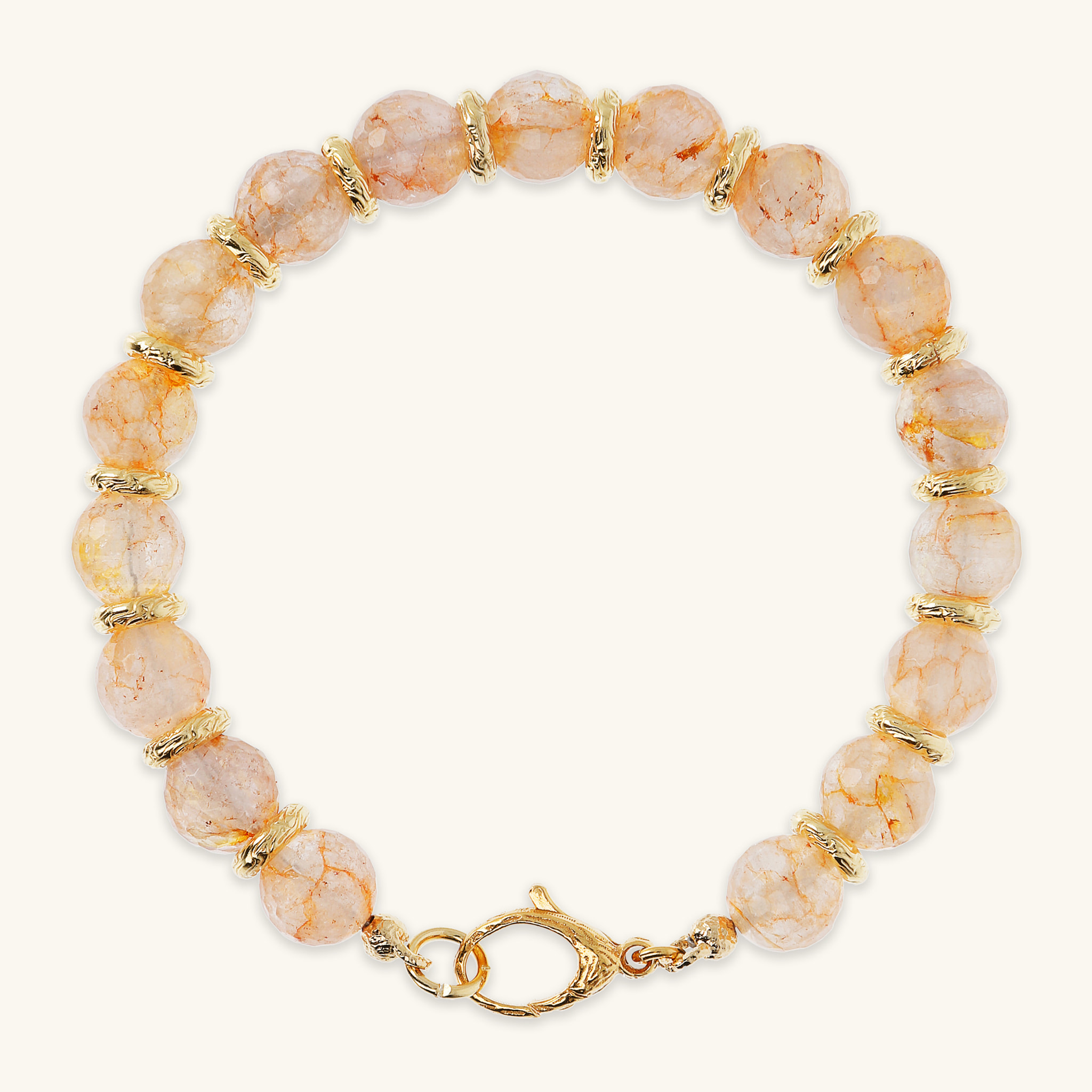 Bracciale con Sfere in Citrino Sfaccettato e Rondelle Martellate