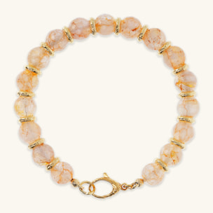 Bracciale con Sfere in Citrino Sfaccettato e Rondelle Martellate