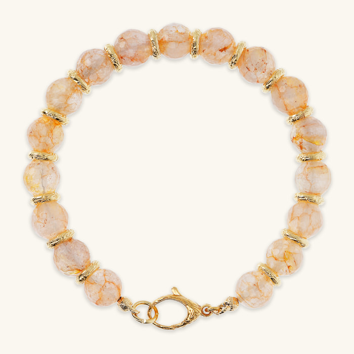 Bracciale con Sfere in Citrino Sfaccettato e Rondelle Martellate