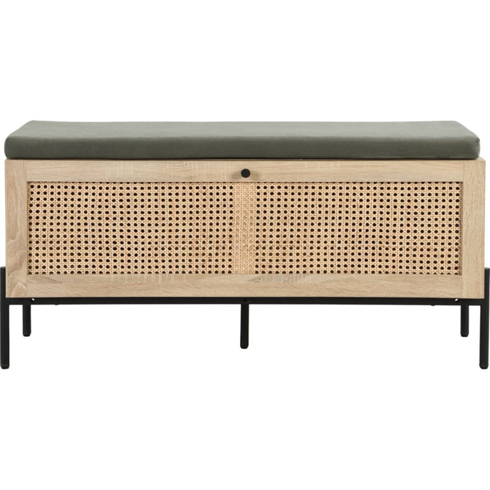 Banc d'entrée avec rangement en bois et cannage - IRIS