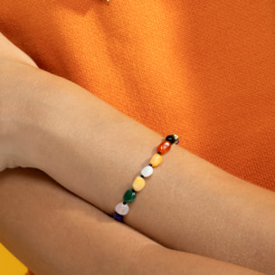 Pulsera con Multicolor Piedra Natural acabado oro 18k