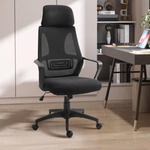 Silla de Oficina Altura Ajustable con Respaldo Negro