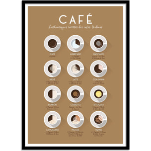 Affiche - Authentiques Recettes des Cafés Italiens - Frog Posters