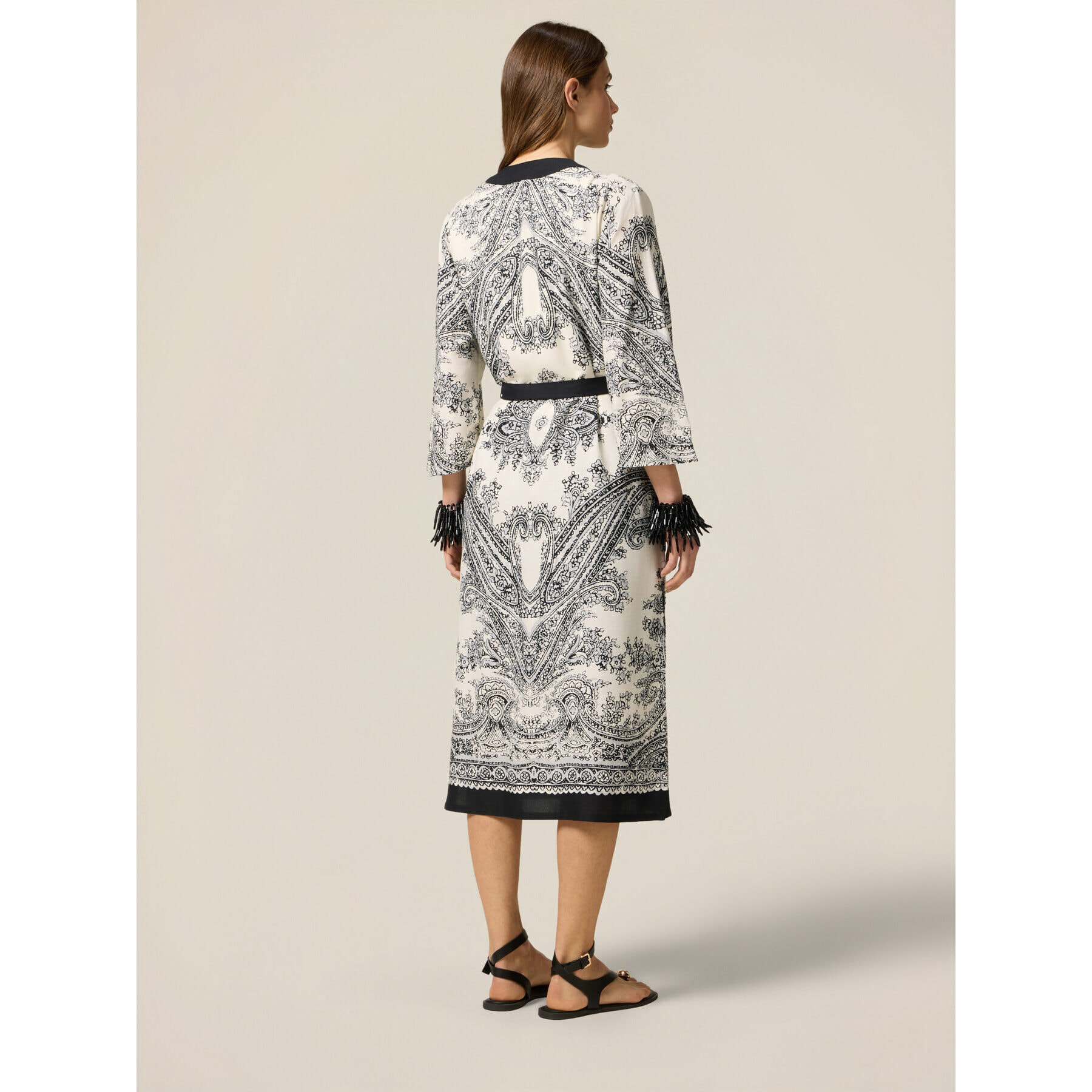 Oltre - Kimono de viscosa estampado - Negro