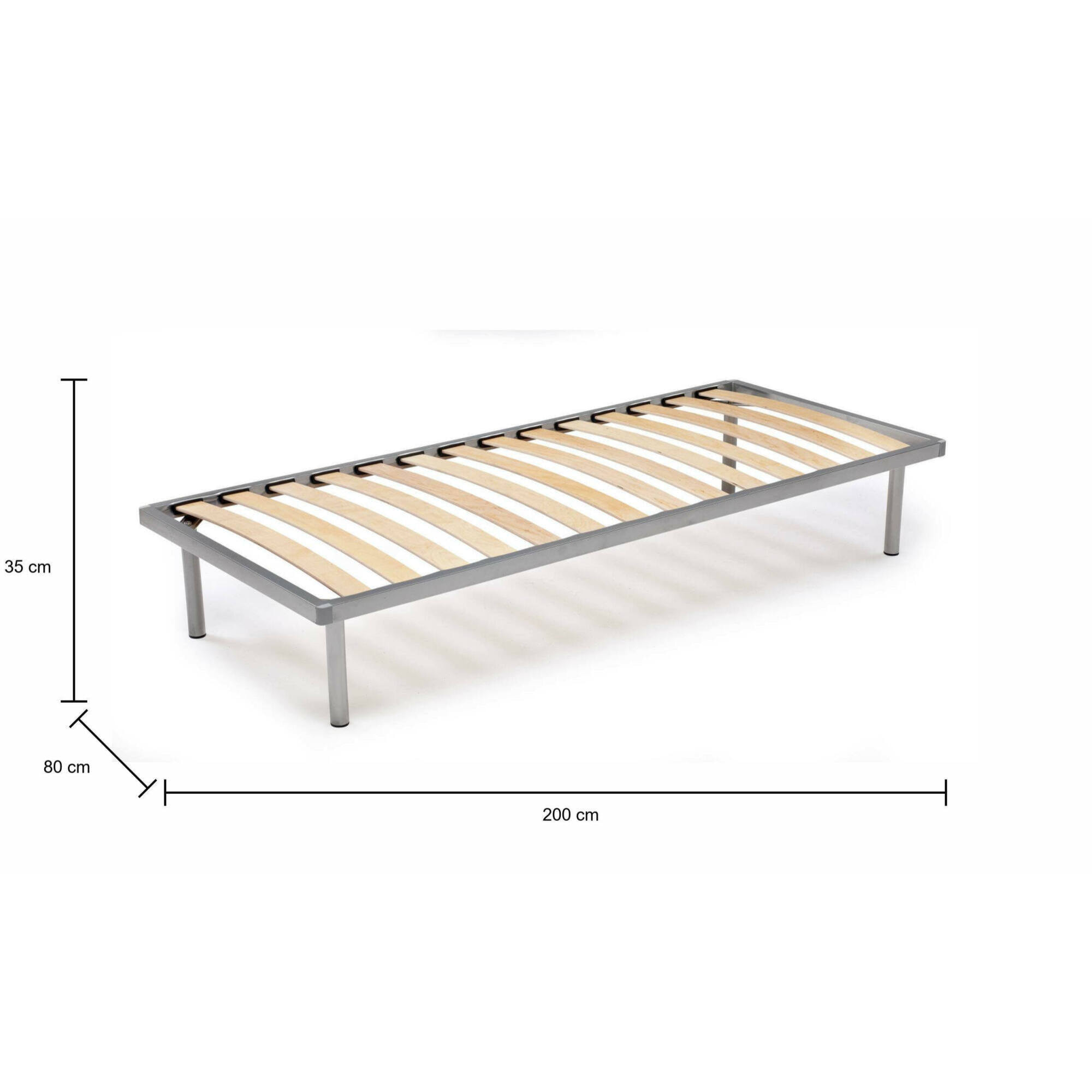 Rete letto singolo Abalui, Rete ortopedica in multistrato di betulla a 14 doghe, 100% Made in Italy, cm 80x200h 34