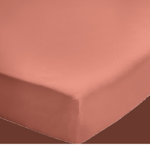 Drap housse uni en coton lavé, Made in France, SOFT LINE , Terracotta