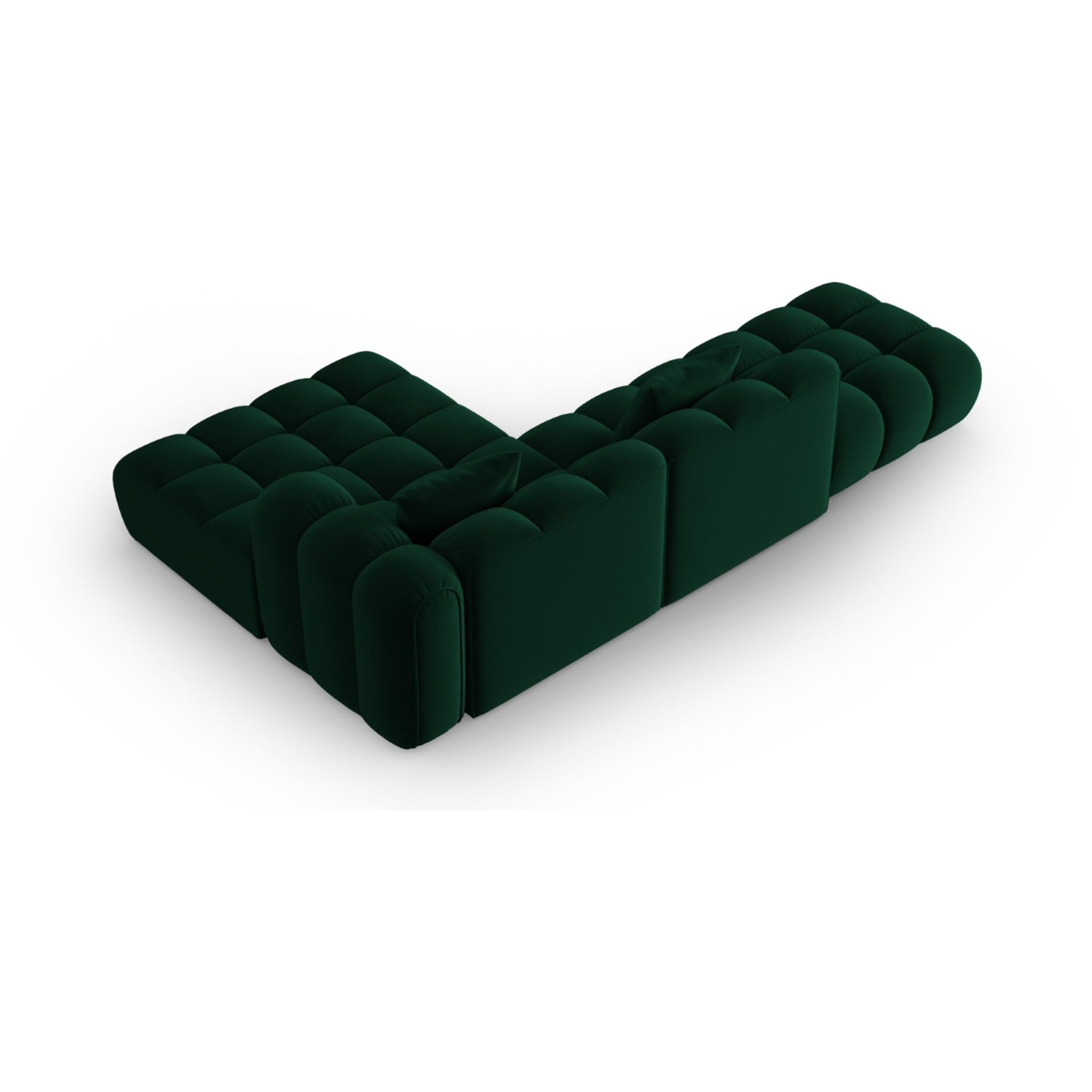 Canapé d'angle droit modulable "Clotilde" 4 places en velours vert bouteille