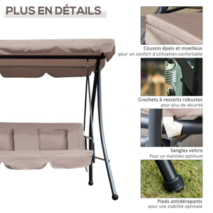 Balancelle de jardin 3 places convertible