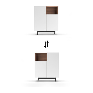 Aparador 1 hueco Printed nogal y blanco 110x90x34cm