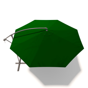 Ombrellone 3x3 M Decentrato Retrattile Braccio Rotabile Chiusura Manovella Giardino Piscina In Acciaio Inossidabile Telo 180 g/m2 Impermeabile Verde