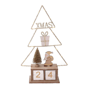 Calendario in legno albero oro con led cm18x7,5h31