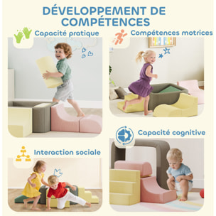 7 blocs de construction en mousse XXL revêtement tissu déhoussable - modules de motricité - multicolore