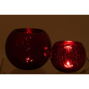 J-Line photophore Boule Craquele - verre - brillant rouge - large