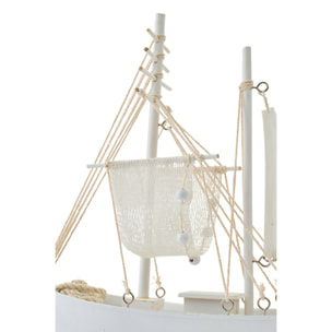J-Line Bateau décoratif - corde/bois - blanc