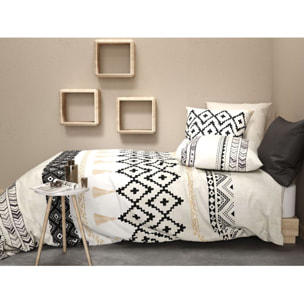 Parure housse de couette coton beige