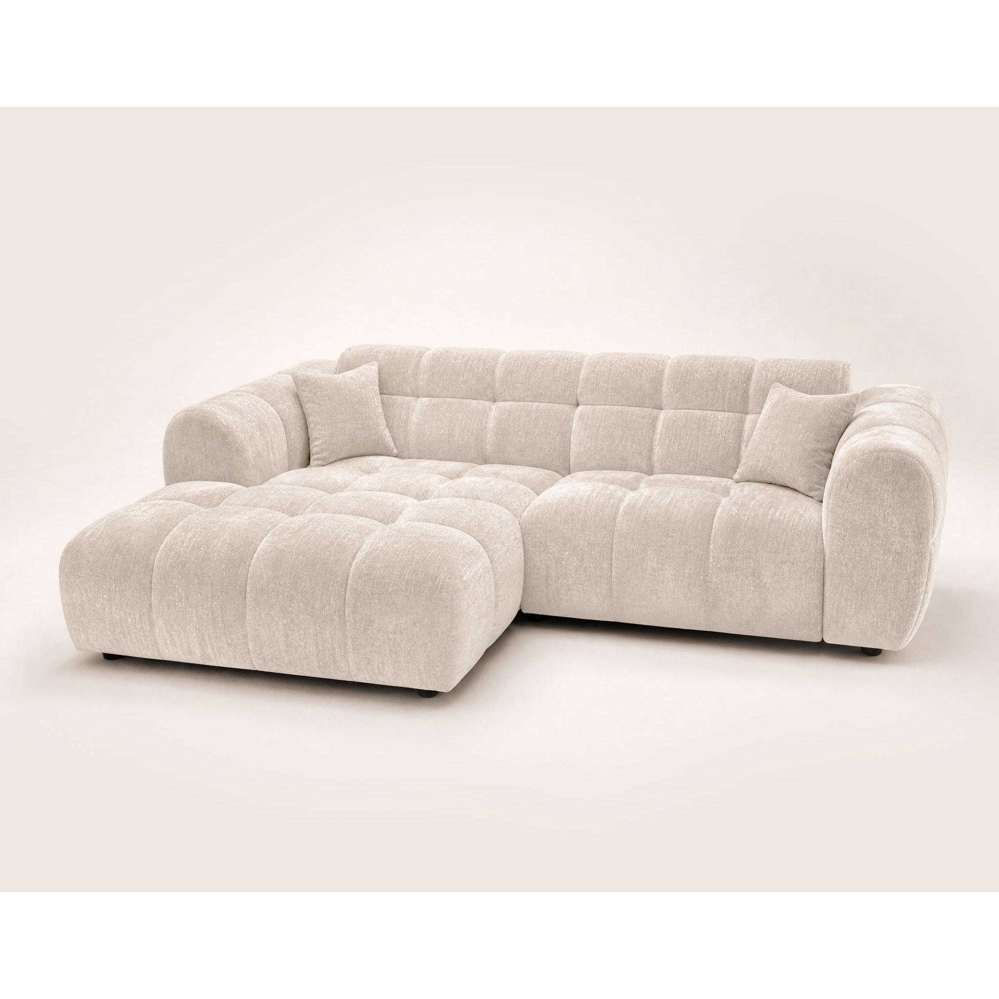 Mini Ray - Canapé d'angle gauche 4 places en tissu texturé - Beige