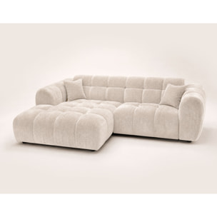 Mini Ray - Canapé d'angle gauche 4 places en tissu texturé - Beige
