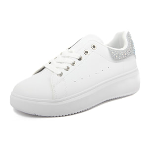 Sneakers Donna colore Bianco, altezza tacco 3,5 cm, altezza plateau 3 cm