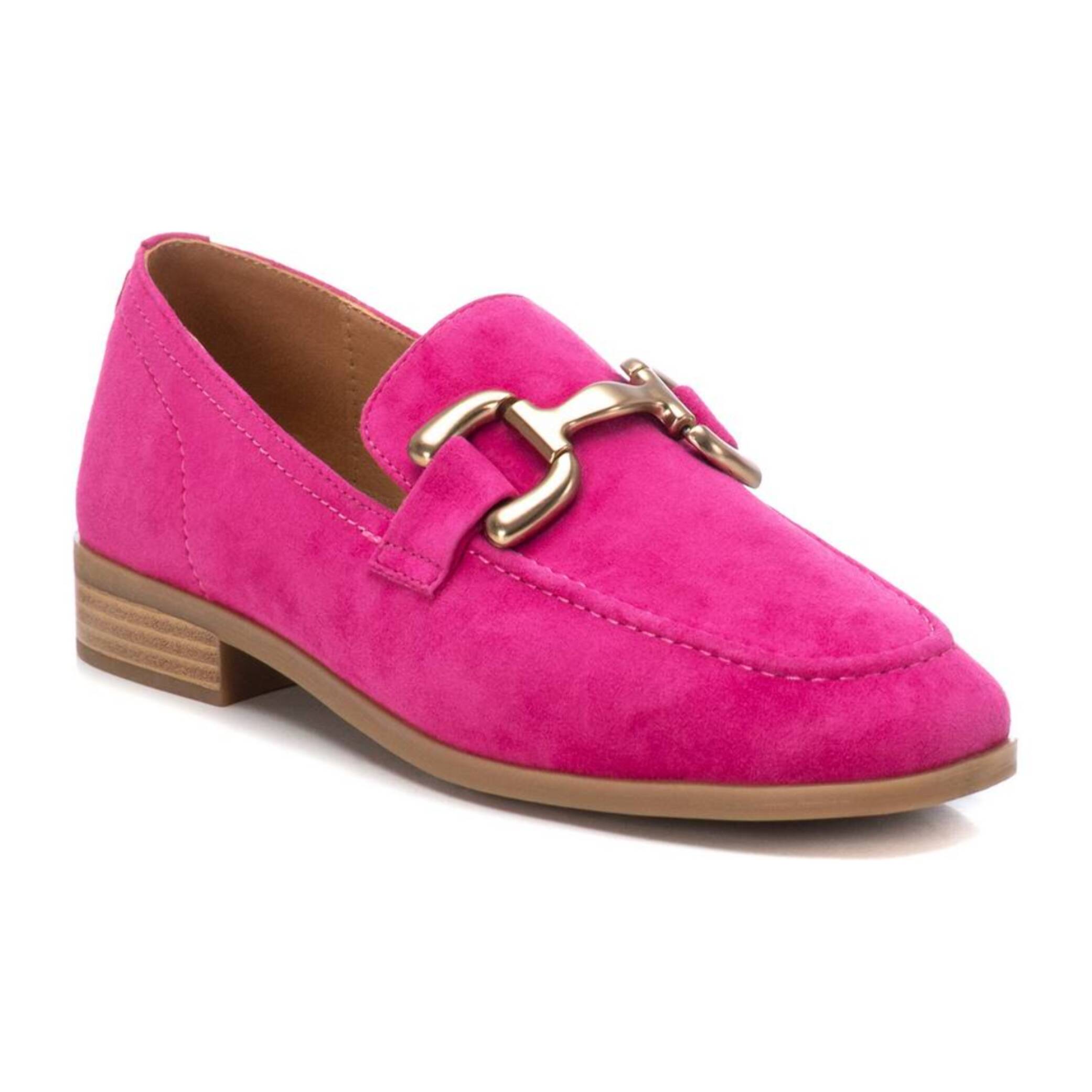 Zapato mocasín de piel fucsia