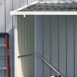 Casetilla para Leña Acero Galvanizado Cobertizo Leñero de Almacenamiento de Troncos con Techo Inclinado para Jardín Terraza Exterior 185x84x133,5/148,5 cm Gris