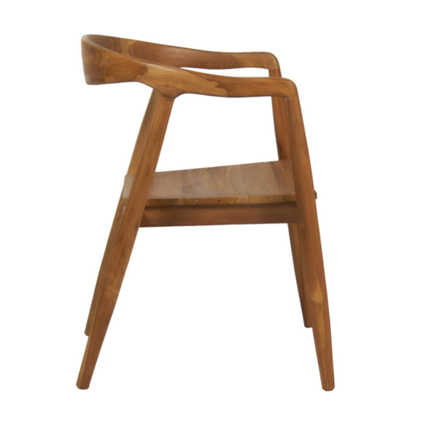 Chaise à accoudoirs en bois massif de teck exotique foncé - DAVAO