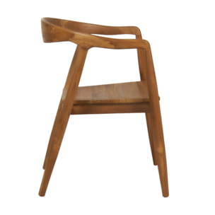 Chaise à accoudoirs en bois massif de teck exotique foncé - DAVAO