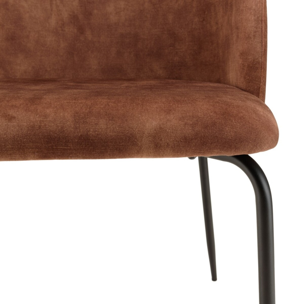 TOM - Lot de 2 chaises velours acajou dossier enveloppant pieds acier